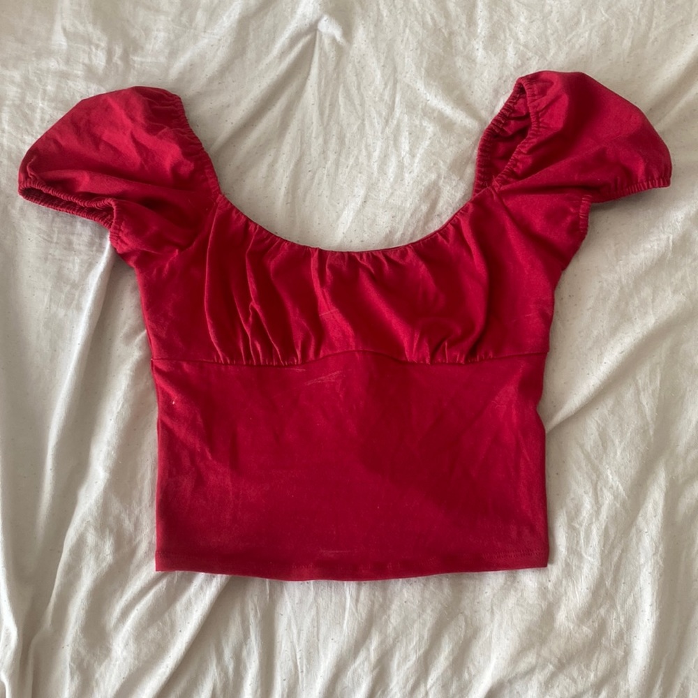 Hollister puff sleeve cropped tee